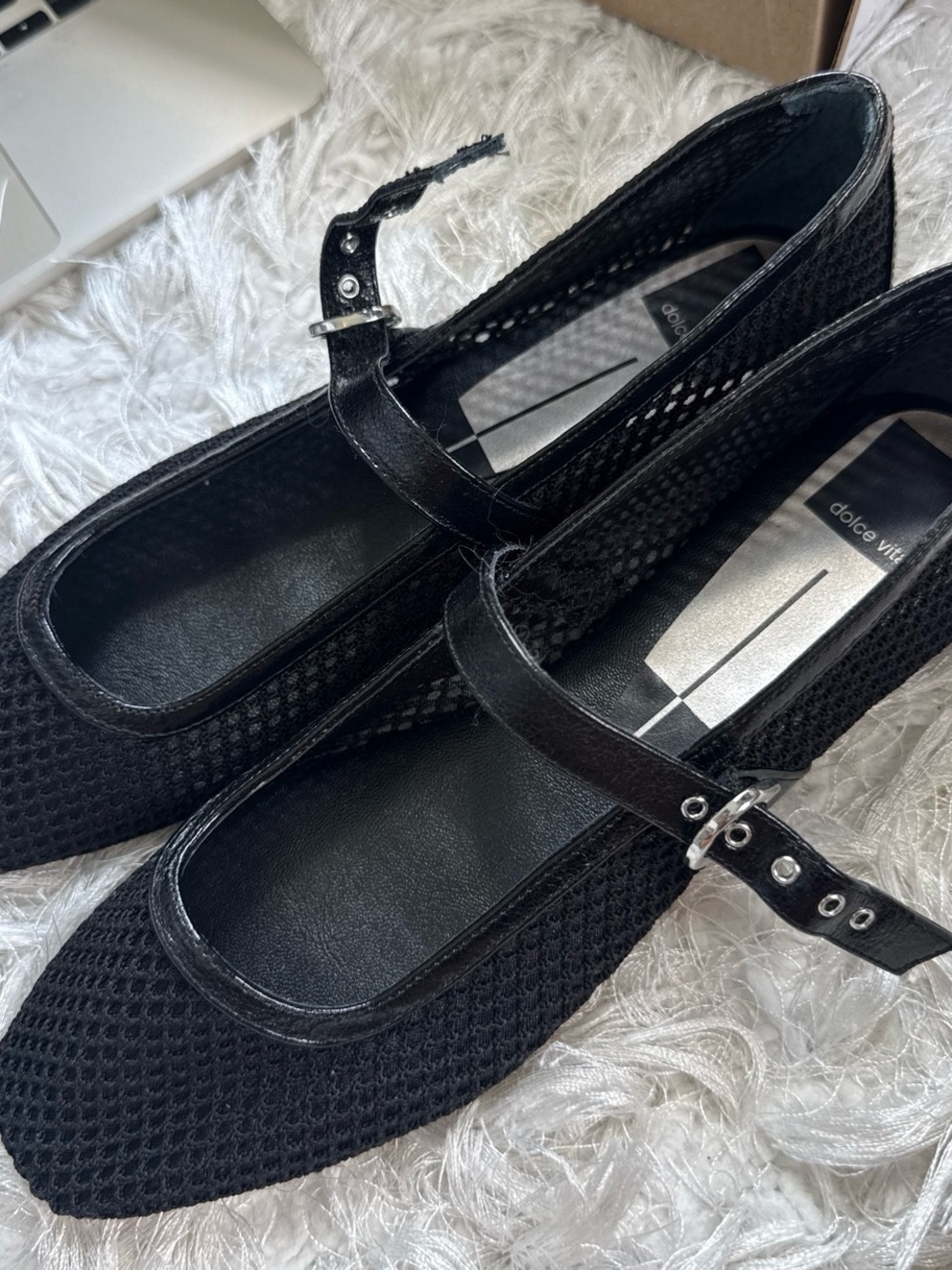 Dolce Vita Black Mary Jane Woven Flats with Adjustable Strap